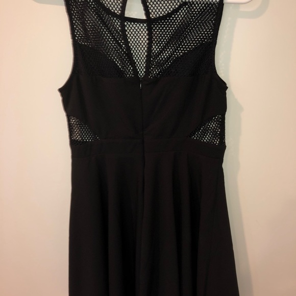 Mesh cut out black skater dress - Picture 3 of 3